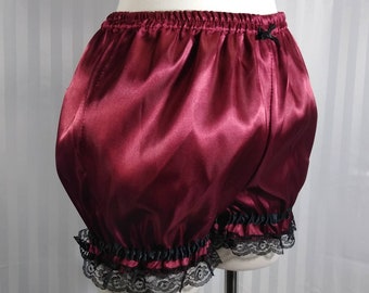 Mini satin burlesque bloomers with black lace trim steampunk lolita CHOOSE YOUR COLOR adult woman small to plus size