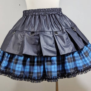 Choose your color plaid pleated ruffle skirt visual kei punk lolita goth adult small to plus size