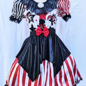 VK Freakshow satin red stripe harlequin circus clown kei clowncore clown Halloween costume dress small to plus size