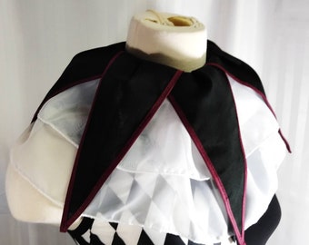Black and White Mardi Gras jester clown neck ruffle only