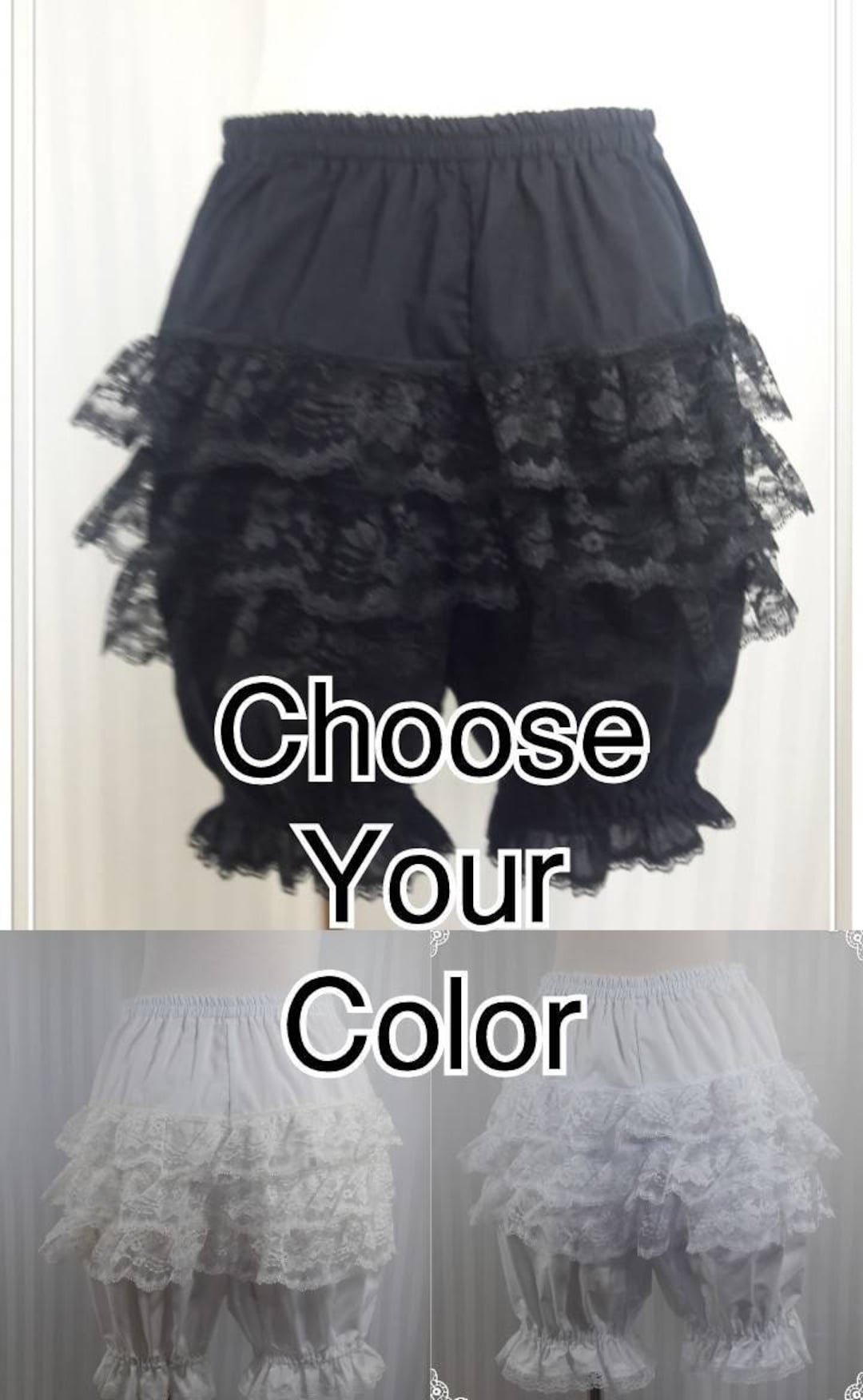 Choose Your Color Ruffle Above the Knee Bloomers Steampunk Lolita Adult ...