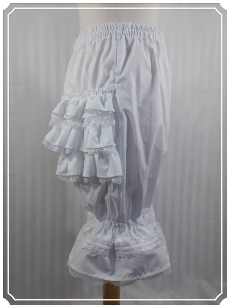 White fancy ruffle knee length bloomers steampunk lolita adult women