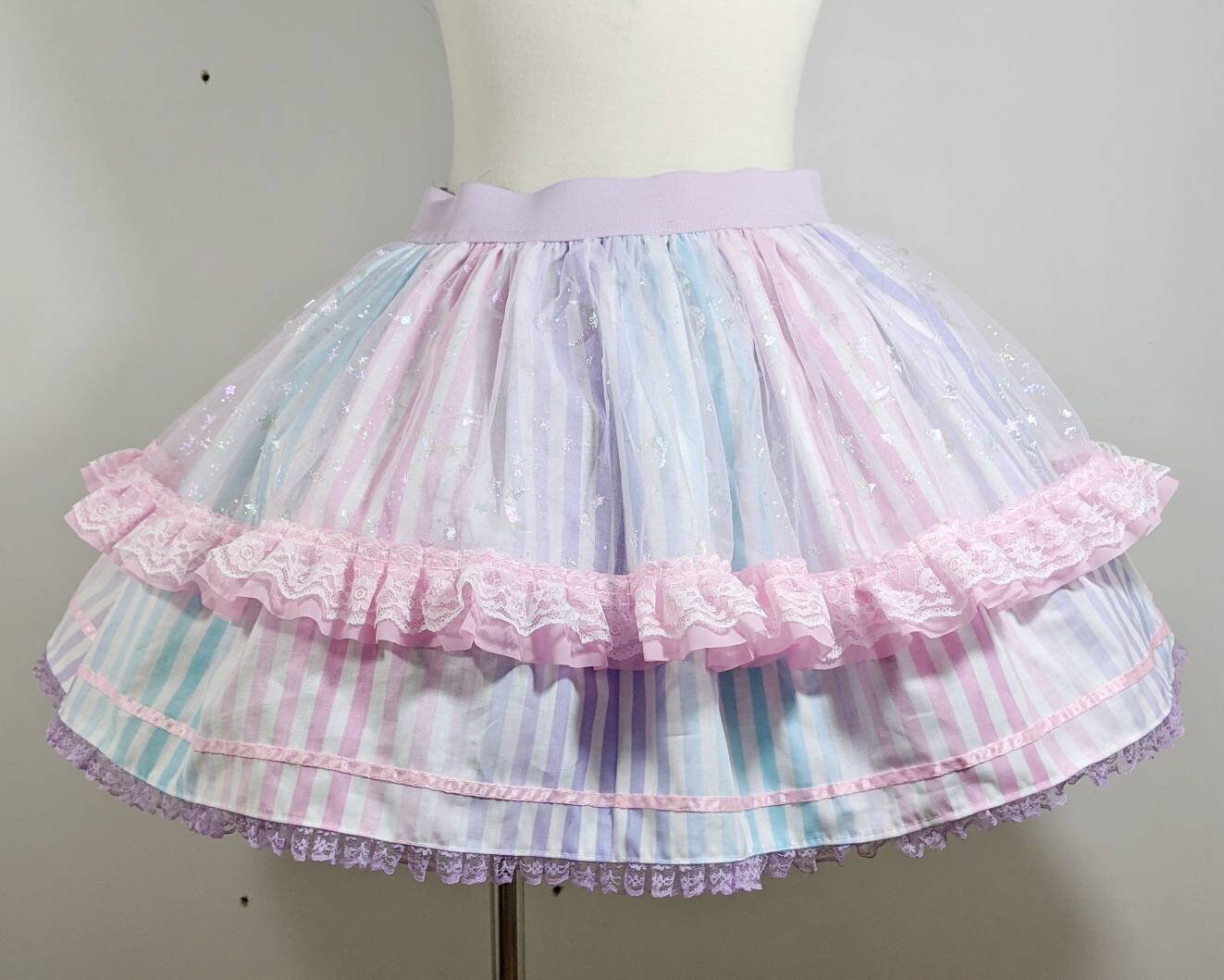 Pastel Rainbow Stripe Star Candy Girl Skirt Fairy Kei Sweet - Etsy Canada