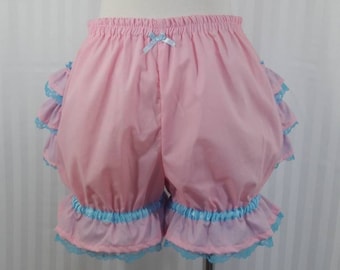 Pink fancy ruffle short mini bloomers fairy kei decora pop pastel goth adult women small - plus size