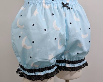 Kawaii fairy pastel goth moon stars galaxy micro mini lolita bloomers adult--small to plus size