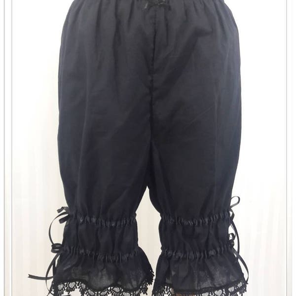 Black adjustable above the knee bloomers lolita adult--small to plus size
