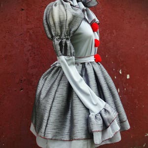VK Freakshow gray clown Halloween costume dress small to plus size image 3