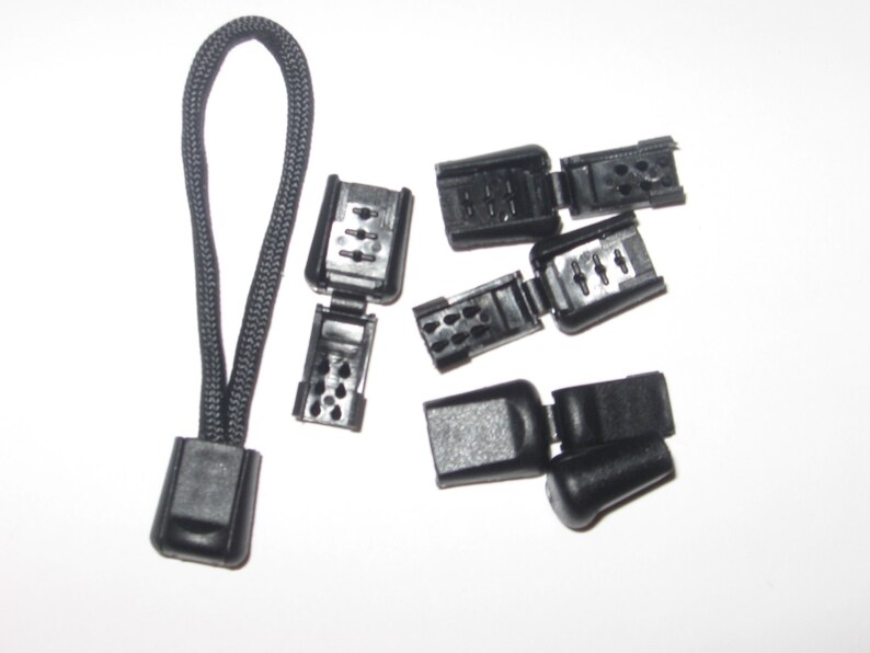 Plastic zipper pull cord ends black plastic zip pulls 12100 Etsy