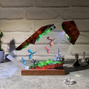 Epoxy Dragon Night Light: Fire & Ice Resin Art Lamp