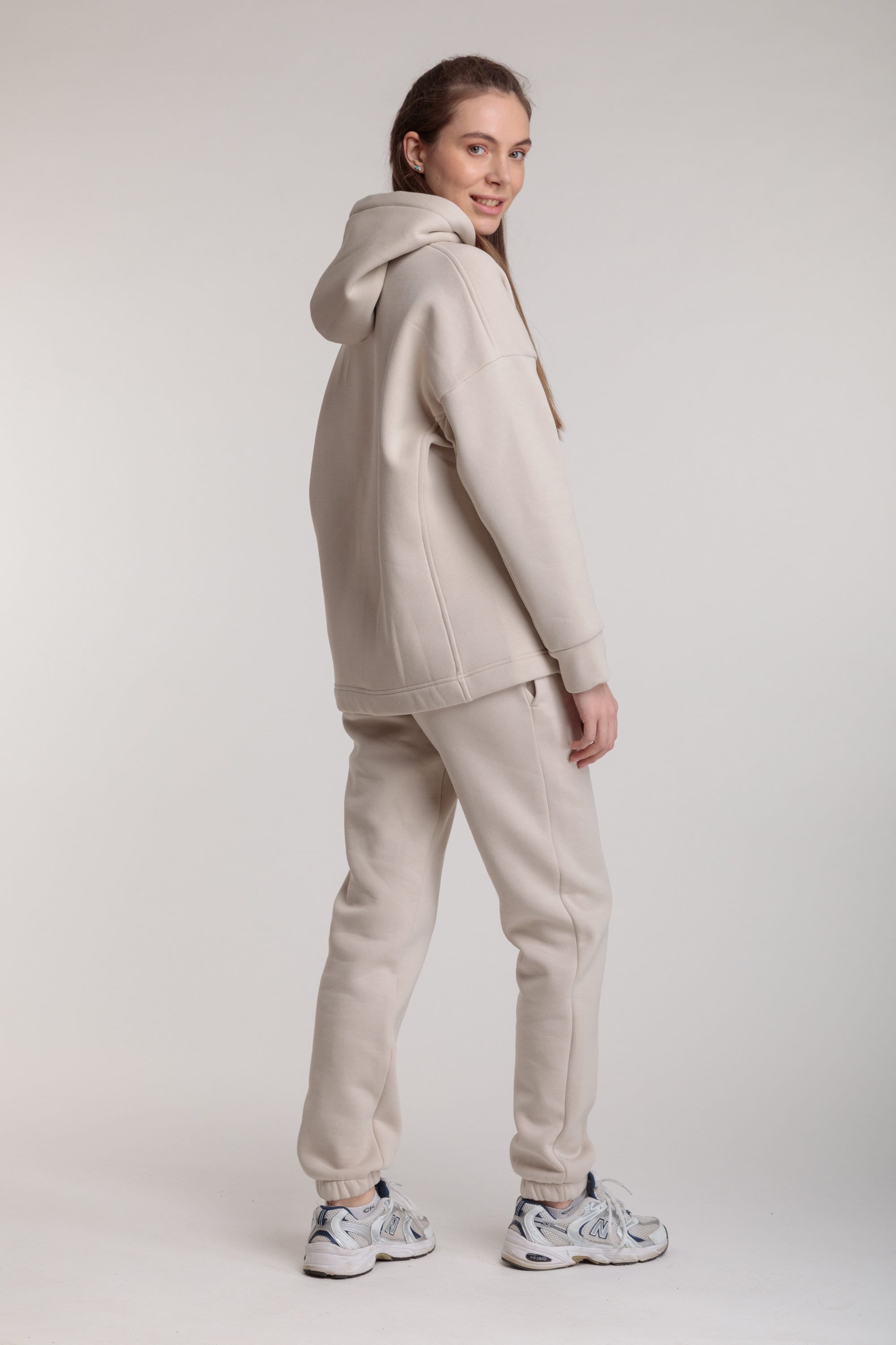 Womens Casual Hooded Solid Color Sports Two Piece Suit