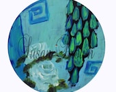 Lot of 13 painted Vinyl record, painting, roses, yellow, chinoiserie, bohemian art, ooak