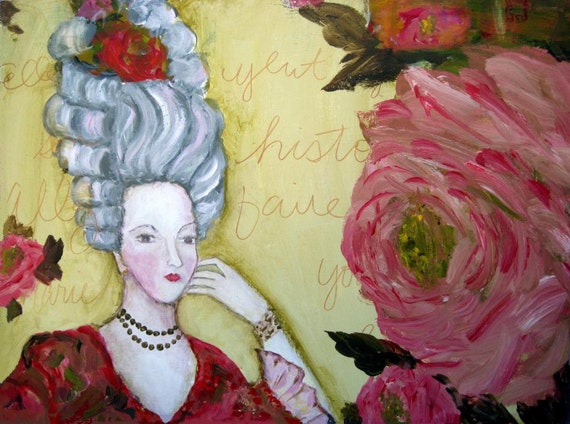 Download Flowers In Her Hair Painting Headdress Lady Art Painting Of Etsy