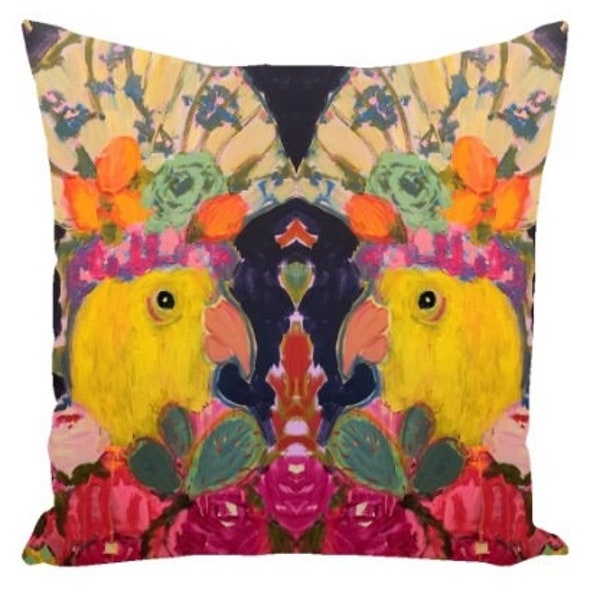 Bird pillow, cockatiel pillow, Art ~Bohemian Gypsy Decor ~ Bohemian Pillow ~  Art ~