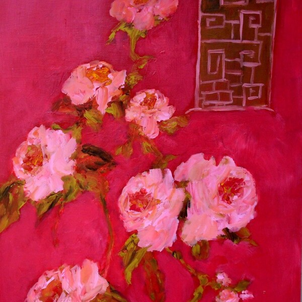 Red Chinoiserie with Roses