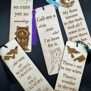 Ruinous love Series Wooden Bookmark inspired by Butcher and Blackbird, Leather and Lark, and Scythe and Sparrow for Smutty & Spicy Readers