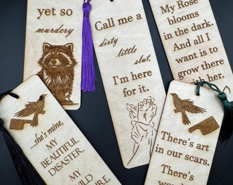 Spicy Reader Wooden Bookmark: Ruinous Love Series with Tassel