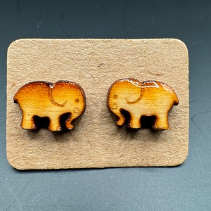 Elephant Wooden Stud Earrings