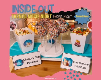 Inside Out Themed Movie Night Decor | Birthday Party Decor | Party Snack Ideas | Dinner Party Decor | Printable Labels | Date Night Decor