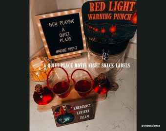 A Quiet Place Movie Night | Party Decor | Printable Labels | Party Snack Decor | Date Night Decor | Halloween Decor | Spooky Decor