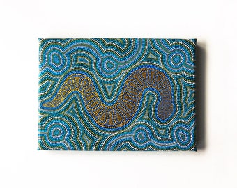 Dot painting on canvas Snake painting Hand painted 6 х 8" canvas Aboriginal dot art style Meditation dot art Acrylic modern dot art