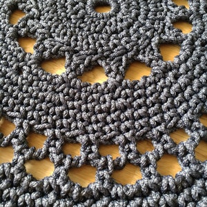 Round graphite crochet rug Black Star polyester bath mat Knitted bath mat Doily rug Mandala bohemian rug Boho bedroom mat Black rug bathroom image 8