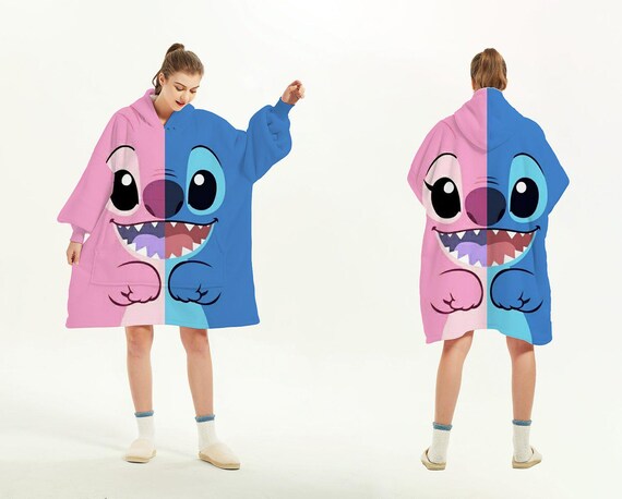 Anime Blanket Hoodie Oversize Snuggle Sherpa Stitch and Angel Etsy
