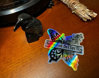 Antisocial Butterfly - Holographic - Vinyl Sticker