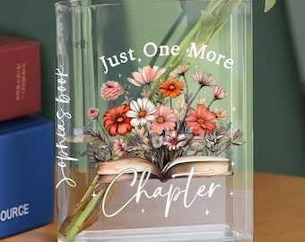 Just One More Chapter Acrylic Book Vase, Bookish Vase, Books and Flowers Book Vase, Gift for Book Lovers, Floral Book Acrylic Vase BV49WM10