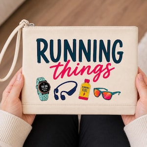 Riñonera con cremallera Running Things. Bolsa para avituallamiento y equipamiento para correr. Regalo ideal para mujeres que participan en maratones. Regalo para corredoras. Bolsa para el fin de semana de la carrera.