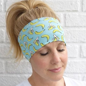 Banana Running Headband – Moisture-Wicking Workout Hairband – Flat or Twist Style – Running, Yoga, Nurse Gift