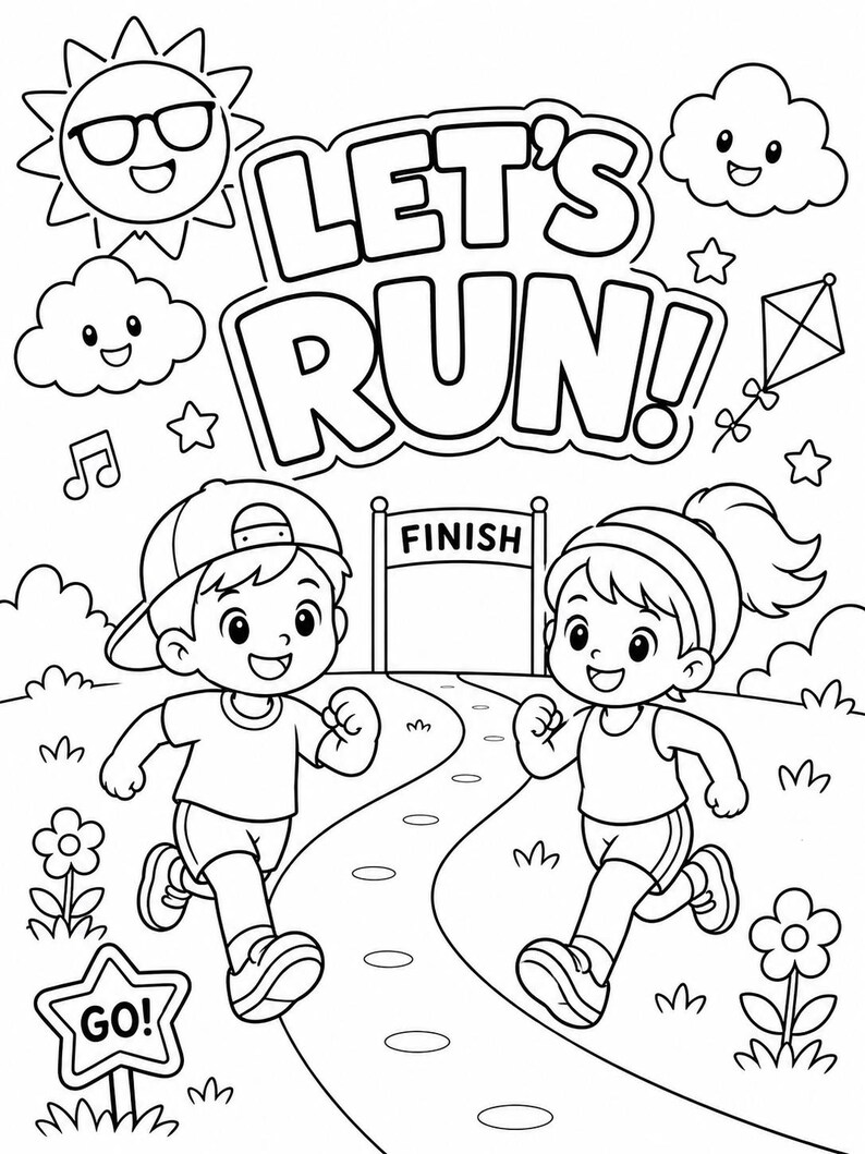 Run Color Pages Running Coloring Page for Kids - Etsy