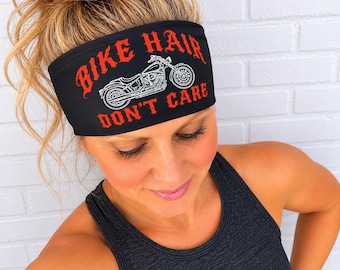 Diadema para motociclista. Diadema transpirable para moto, diadema antideslizante para casco, diadema ancha para fitness. Diadema "No te preocupes por tu cabello al andar en bicicleta".