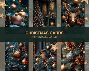 Biglietti di Natale di lusso / Biglietti digitali stampabili / 10 biglietti di design di lusso