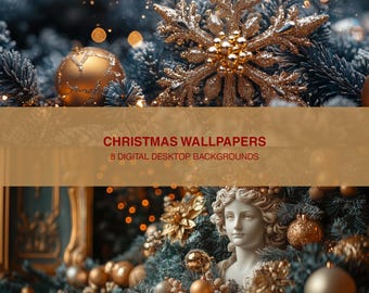 Sfondo desktop di Natale / Sfondo HD 5K di ornamenti natalizi / Sfondo digitale / Sfondo fotografico di Natale