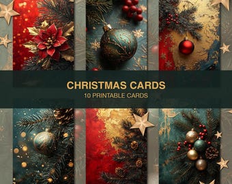 Biglietti di Natale di lusso / Biglietti digitali stampabili / 10 biglietti di design di lusso