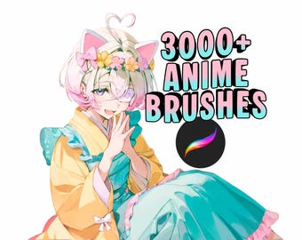 Procreate Brushes: 3500+ Anime Manga Brush Pack with Sketch, Lineart, Anatomy, Faces & Backgrounds
