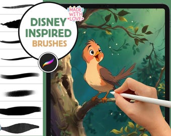 Procreate Brushes: Retro Cartoon Creation Kit, 50 borstar för linjära teckningar, skisser, människor, natur, lövverk, moln, blommor och roliga extrafunktioner