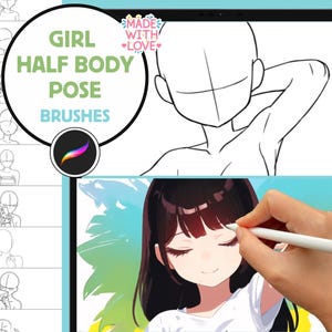 Procreate Stamps: 75 leuke halflichaamsstempels voor emoties, poses, anime, manga en realistische stijlen