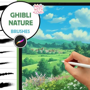 Ghibli Nature Procreate Brushes: Backgrounds, Foliage, Weather - Etsy