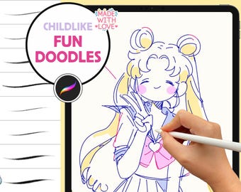 Procreate Pencil Doodle Brushes: 33 Childlike Drawing Brushes