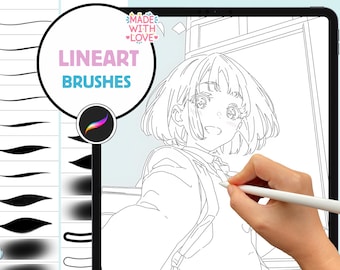Conjunto de Pincéis para Arte Linear de Anime no Procreate: Conjunto de Pincéis para Arte Linear de Mangá