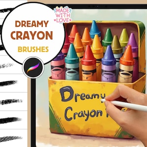 Procreate Brushes: Dreamy Crayon Collection, 20 Essential Brushes for Nature, Portraits, Anime, and Realistic Styles