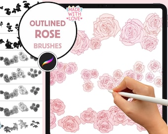 Procreate Rose Brushes: Outlined Flowers for Manga & Illustration