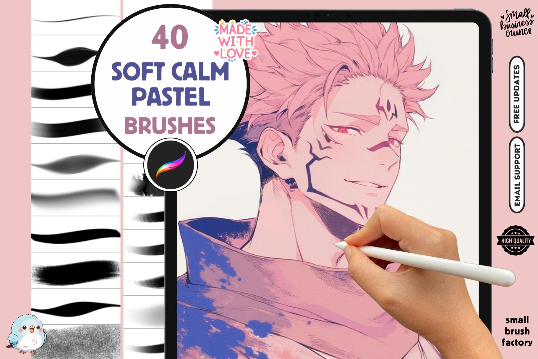 Procreate Pastel Brushes: 40 Soft, Dreamy, Calming Brushes for Serene Art