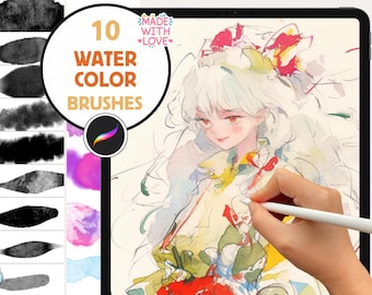 Watercolor Brushes for Procreate: 10 Realistic Brush Set