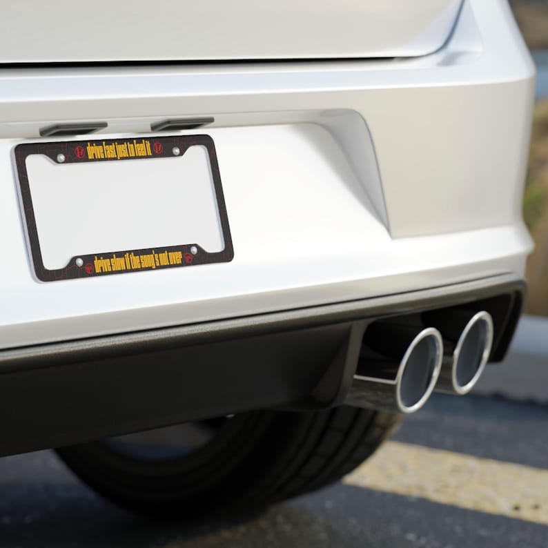 Twenty One Pilots License Plate Frame: Drum Show Lyrics "Drive Fast, Drive Slow" | Car Accessory image 2