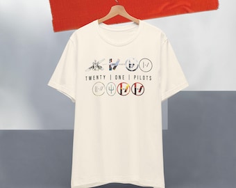 Twenty One Pilots All Eras T-Shirt, Album Covers Collage Tee, Bella+Canvas 3001 Shirt, Self Title to Breach