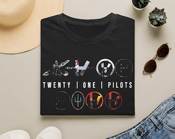Twenty One Pilots All Eras Album Covers & Logos Collage, Self Title to Breach, Unisex Softstyle T-Shirt