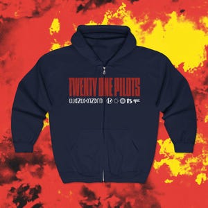 Twenty One Pilots Clancy Unisex Full Zip Hoodie, Soft Fleece Navy