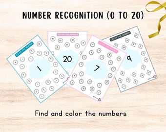 Color the Number | Number Recognition | 0 - 20 | Math Worksheet | Early Years | Preschool | Kindergarten | Home-school